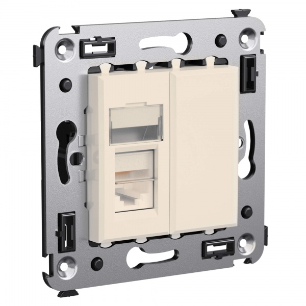 Компьютерная розетка RJ-45 в стену DKC Avanti кат.5e одинарная, ванильная дымка