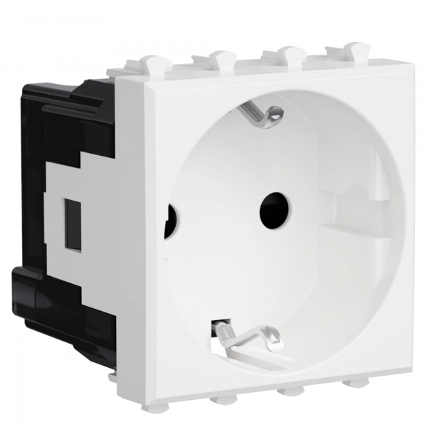 Розетка DKC Avanti модульная 2P+E со шторками белое облако