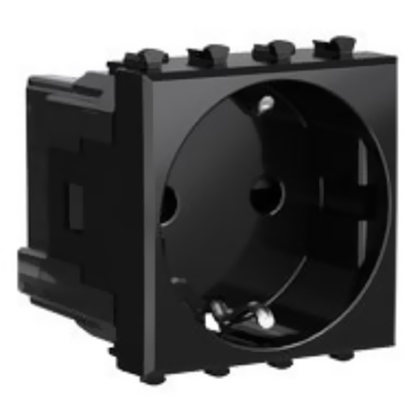 Розетка DKC Avanti модульная 2P+E со шторками черный квадрат