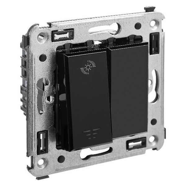 Диммер кнопочный DKC Avanti в стену универсальный 3-х проводный 3-220Вт, черный квадрат