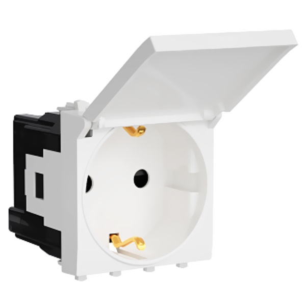 Розетка DKC Avanti модульная 2P+E со шторками с крышкой белое облако