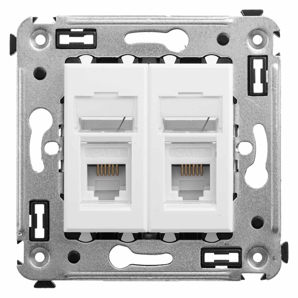 Телефонная розетка RJ-12 DKC Avanti  в стену двойная белое облако