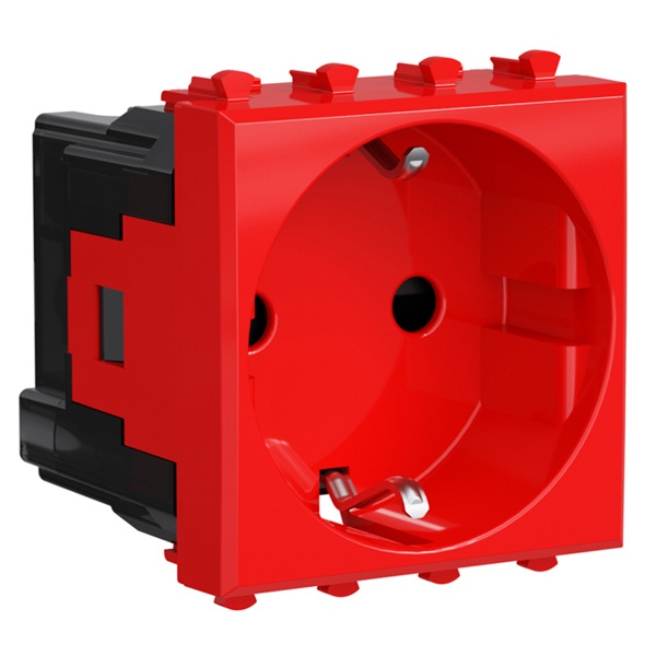 Розетка DKC Avanti модульная 2P+E со шторками красный квадрат