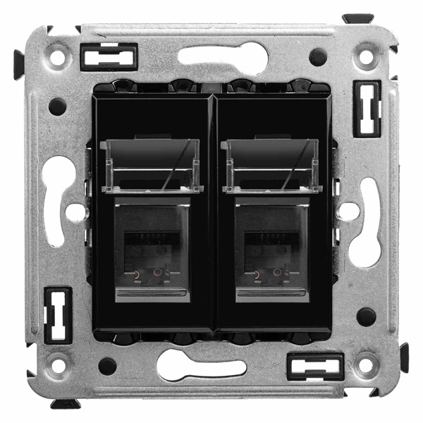 Телефонная розетка RJ-12 DKC Avanti в стену двойная черный квадрат