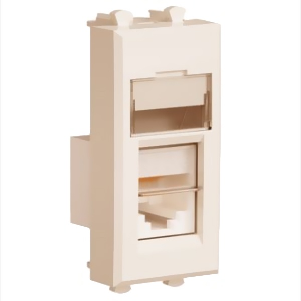 Компьютерная розетка RJ-45 модульная DKC Avanti кат.5е 1 модуль, ванильная дымка