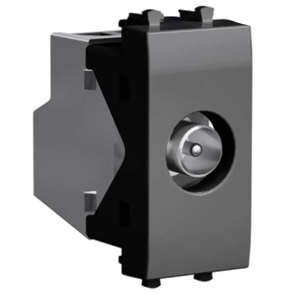 Розетка DKC Avanti TV проходная модульная 1 модуль черный квадрат