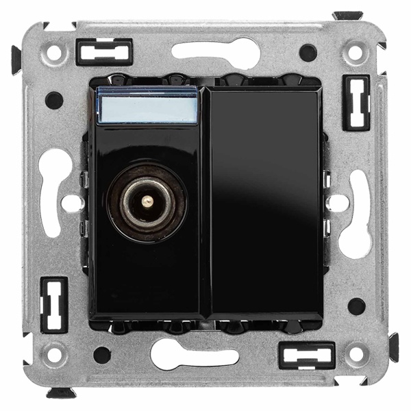 Розетка TV DKC Avanti проходная в стену, черный квадрат