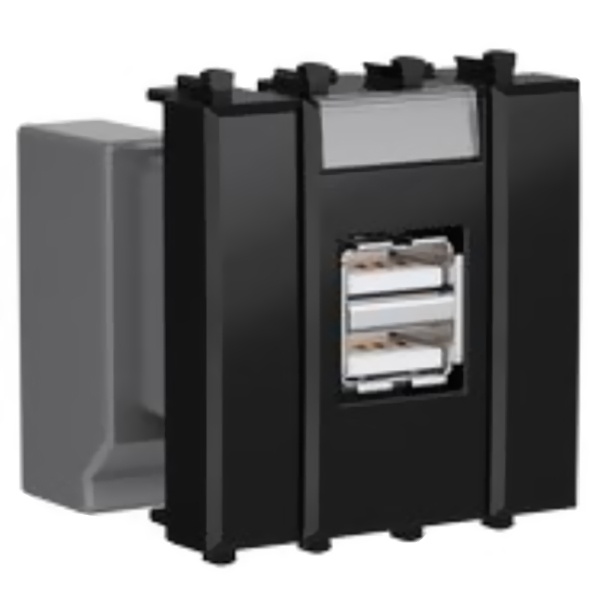 Зарядное устройство DKC Avanti USB модульное 5В21А 2 модуля черный квадрат