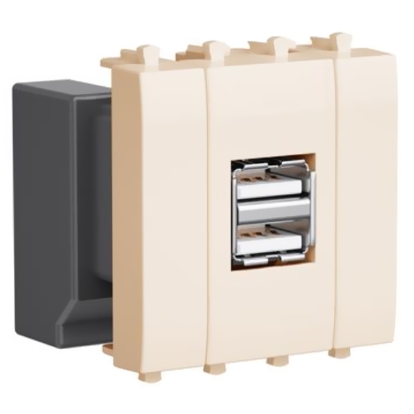 Зарядное устройство USB DKC Avanti модульное 5В,2,1А 2 модуля, ванильная дымка