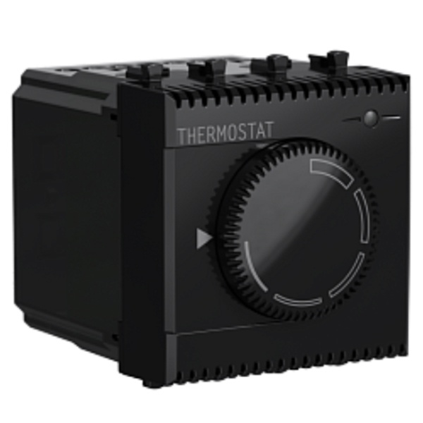 Термостат DKC Avanti модульный для теплых полов 2 модуля 16А (с датчиком) черный квадрат