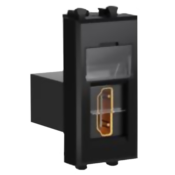 Розетка DKC Avanti HDMI модульная тип А-А 1 модуль черный квадрат