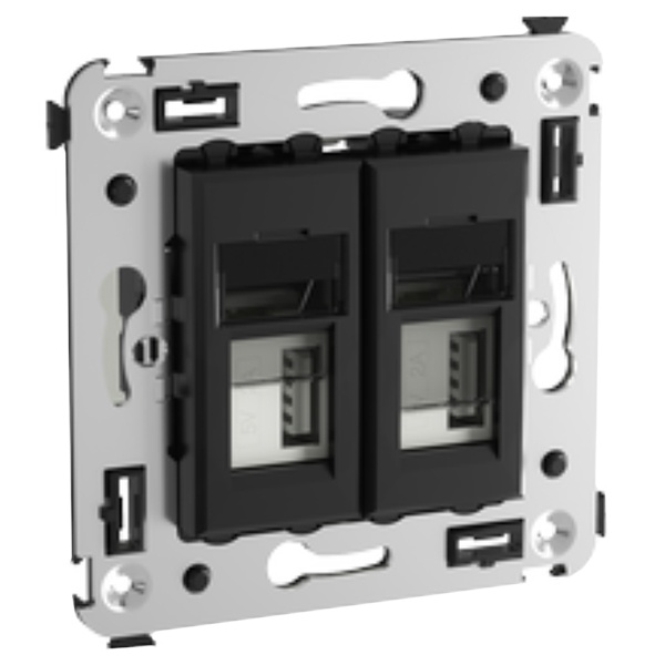 Зарядное устройство USB DKC Avanti в стену 5В,2,1А, черный квадрат