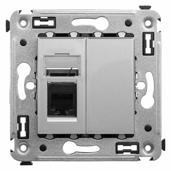 Телефонная розетка RJ-12 Avanti в стену одинарная закаленная сталь
