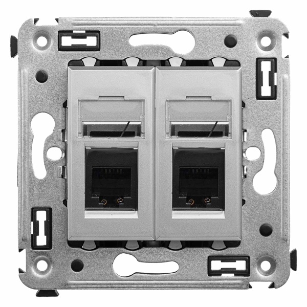 Телефонная розетка RJ-12 Avanti в стену двойная закаленная сталь