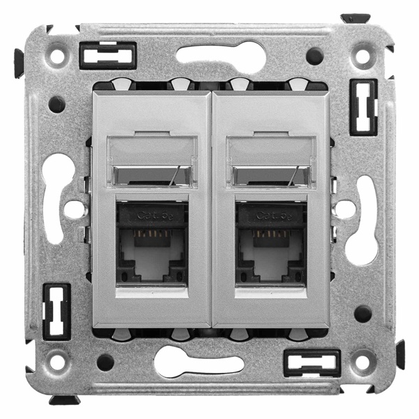Компьютерная розетка RJ-45 в стену DKC Avanti кат.5e двойная, закаленная сталь