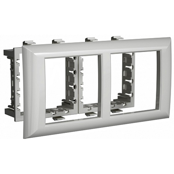 Рамка-суппорт 4 модуля для к-канала In-liner Front и In-liner Aero DKC Avanti серебристый металл