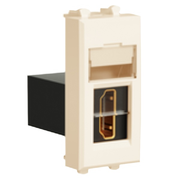 Розетка HDMI DKC Avanti модульная тип А-А 1 модуль, ванильная дымка