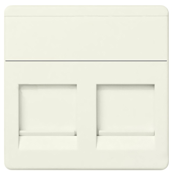 Адаптер Simon 27 со шторками на 2 коннектора AMP (UTP, FTP, RJ12) широкий модуль, слоновая кость (бежевый)