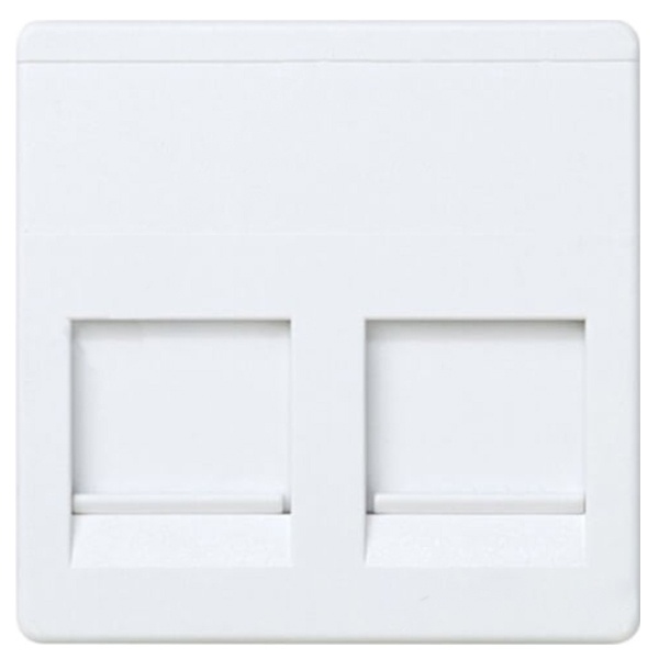Адаптер Simon 27 со шторками на 2 коннектора AMP (UTP, FTP, RJ12) широкий модуль, белый
