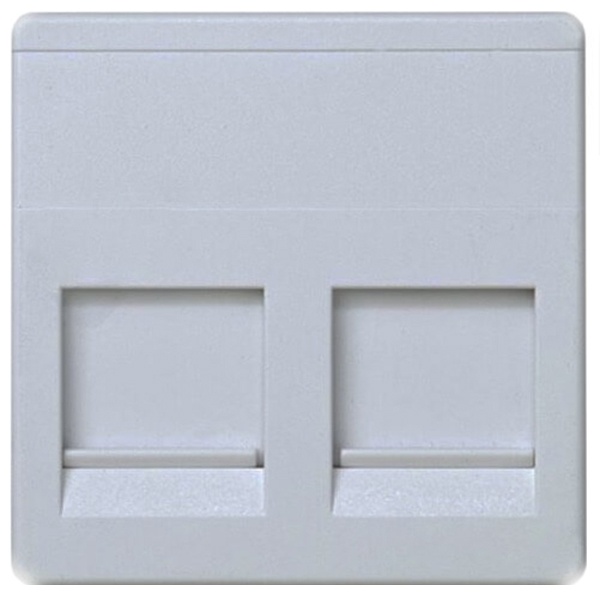 Адаптер Simon 27 со шторками на 2 коннектора AMP (UTP, FTP, RJ12) широкий модуль, серый