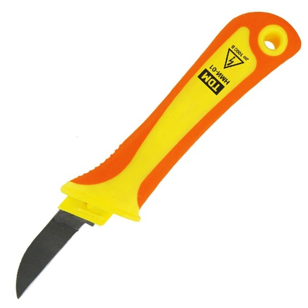 Нож монтажника TDM НМИ-02 с прямым лезвием диэлектрический ЭкспертЭлектрик