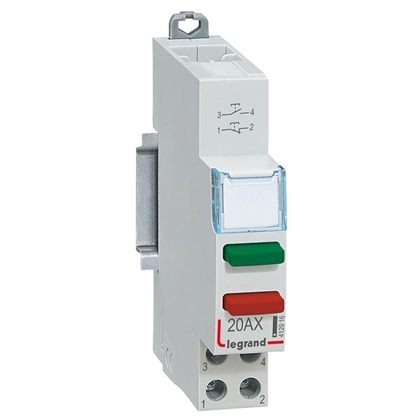 Кнопочный выключатель Legrand с фиксатором 2 полюса НО зеленая кнопка + НЗ красная кнопка 1м