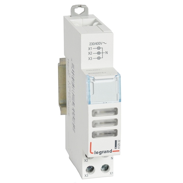 Индикатор модульный Legrand с тремя лампами 3xLED белые рассеиватели 110/400В~ 1 модуль