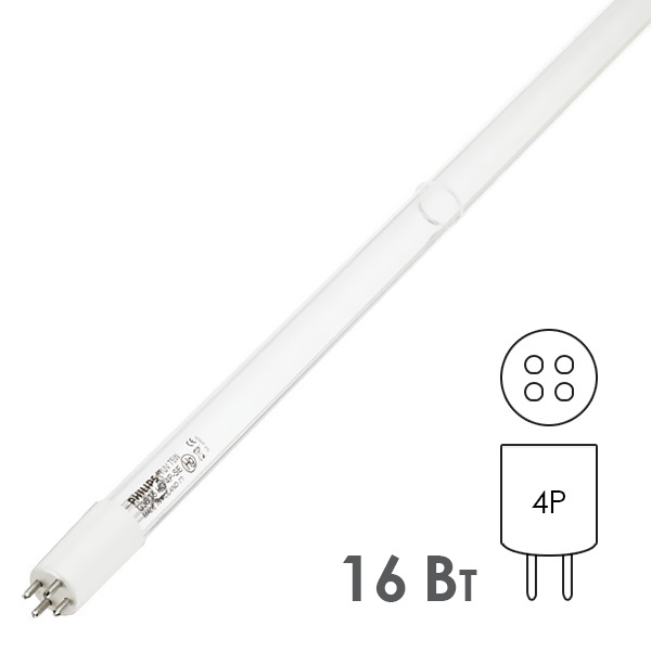Лампа бактерицидная Philips TUV 16W T5 4P-SE L317,3mm специальная безозоновая