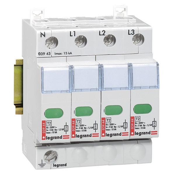 Разрядник Legrand 4-полюсный класс 2 Imax 15 кА 320В 4 модуль
