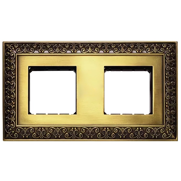 Рамка 2-постовая Экопласт LK45 декоративная металлическая в комплекте с суппортами (бронза),