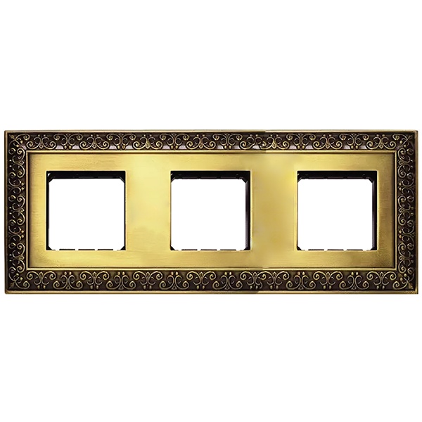 Рамка 3-постовая Экопласт LK45 декоративная металлическая в комплекте с суппортами (бронза),