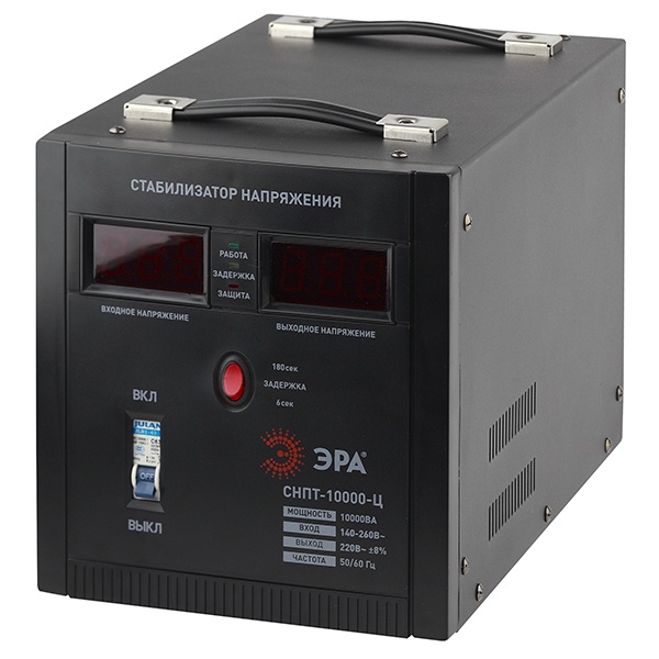 Стабилизатор напряжения ЭРА СНПТ-10000-Ц 140-260В, 10кВА, цифровой дисплей