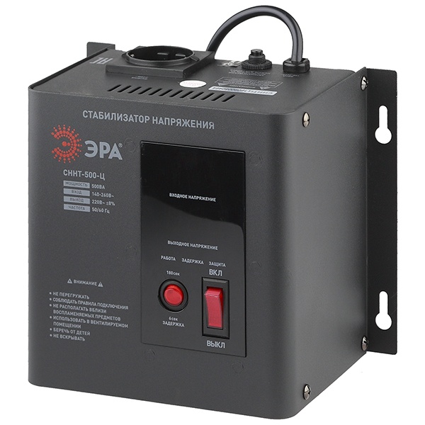Стабилизатор напряжения ЭРА СННТ-500-Ц 140-260В, 0.5кВА, цифровой дисплей