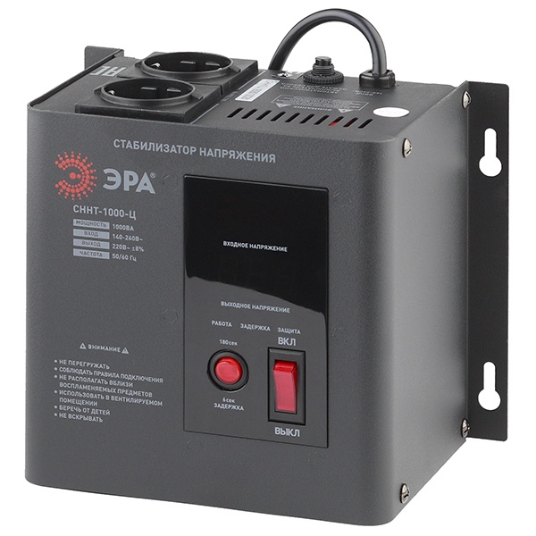 Стабилизатор напряжения ЭРА СННТ-1000-Ц 140-260В, 1кВА, цифровой дисплей