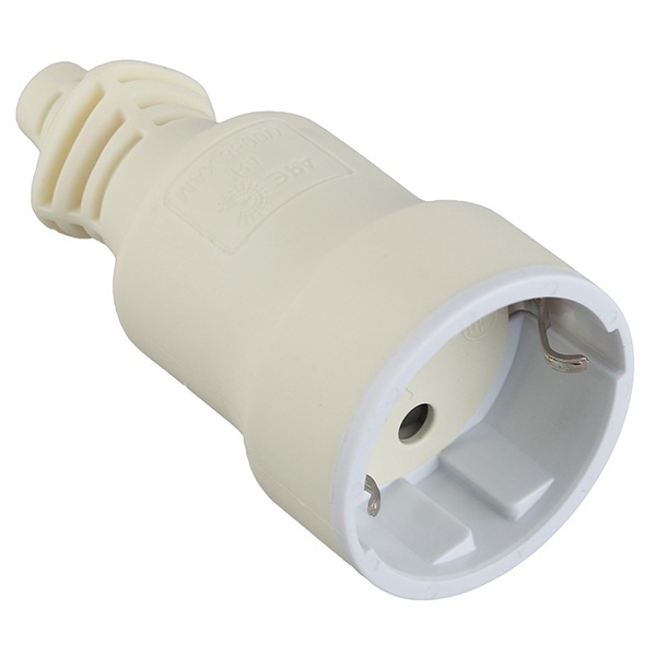 Розетка кабельная с заземлением ЭРА R4(W) 2P+E 16А прямая белая