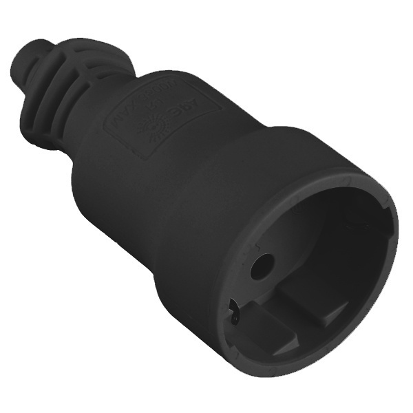 Розетка кабельная с заземлением ЭРА R4(W) 2P+E 16А прямая черная