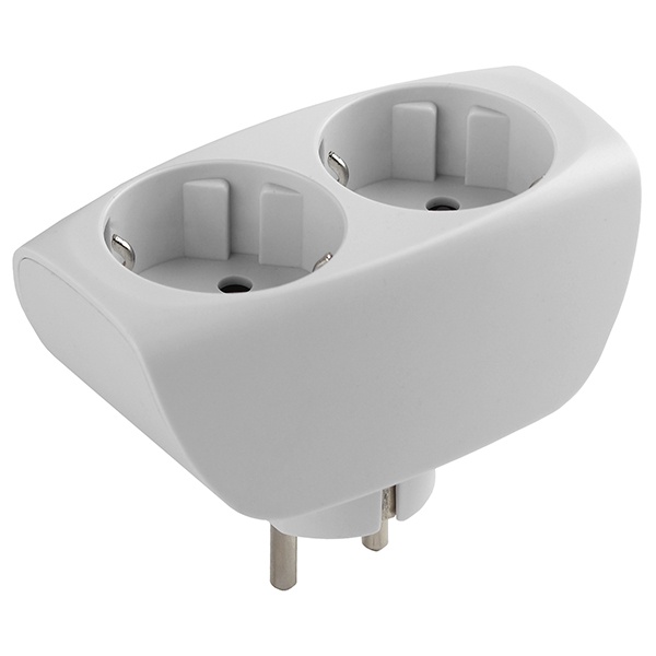 Тройник ЭРА SP-2e-W на 2 гнезда с заземлением и шторками белый