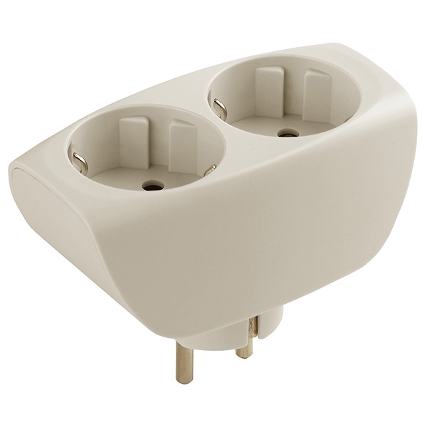 Тройник ЭРА на 2 гнезда с/з со шторками слоновая кость SP-2e-l (бежевый)