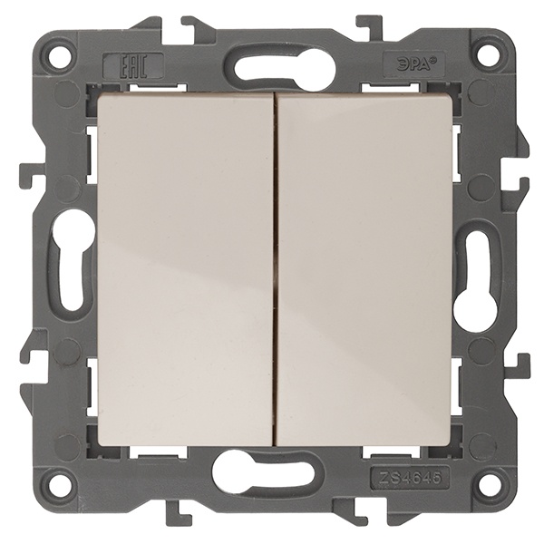Выключатель двойной ЭРА 10АХ-250В IP20 Elegance слоновая кость 14-1104-02 (бежевый)