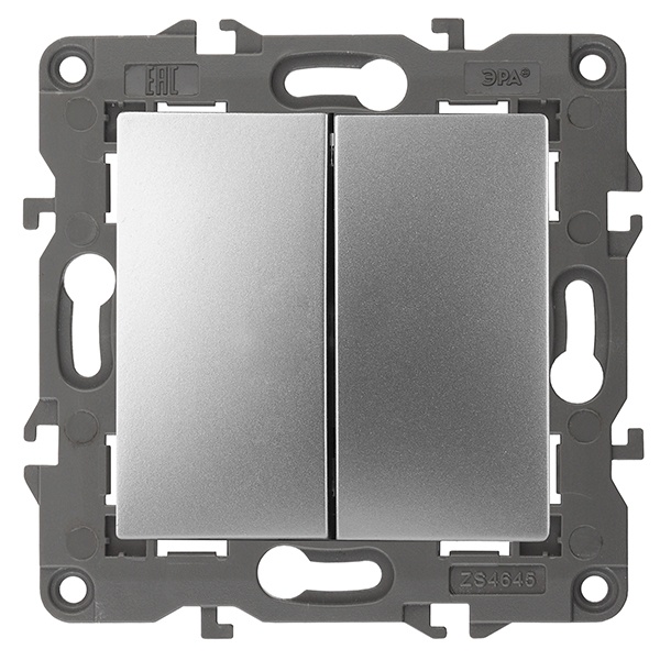 Выключатель двойной ЭРА 10АХ-250В IP20 Elegance алюминий 14-1104-03