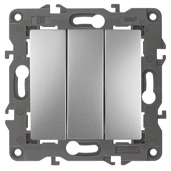 Выключатель тройной ЭРА 10АХ-250В IP20 Elegance алюминий 14-1107-03