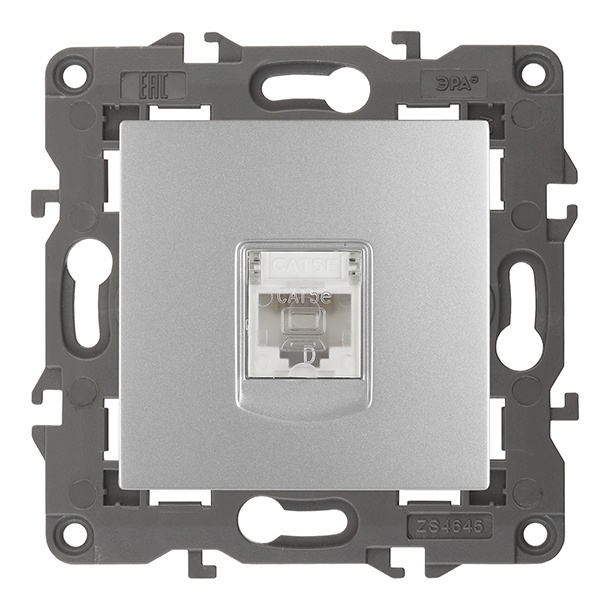Розетка ЭРА RJ45 кат.5е IP20 Elegance алюминий 14-3107-03