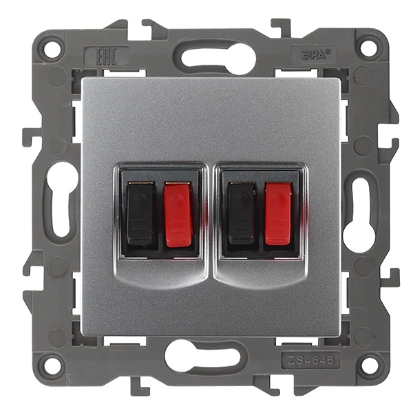 Розетка аудио двойная ЭРА IP20 Elegance алюминий 14-3112-03