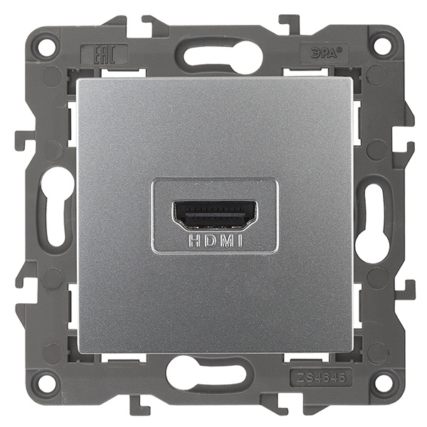 Розетка ЭРА HDMI IP20 Elegance алюминий 14-3114-03