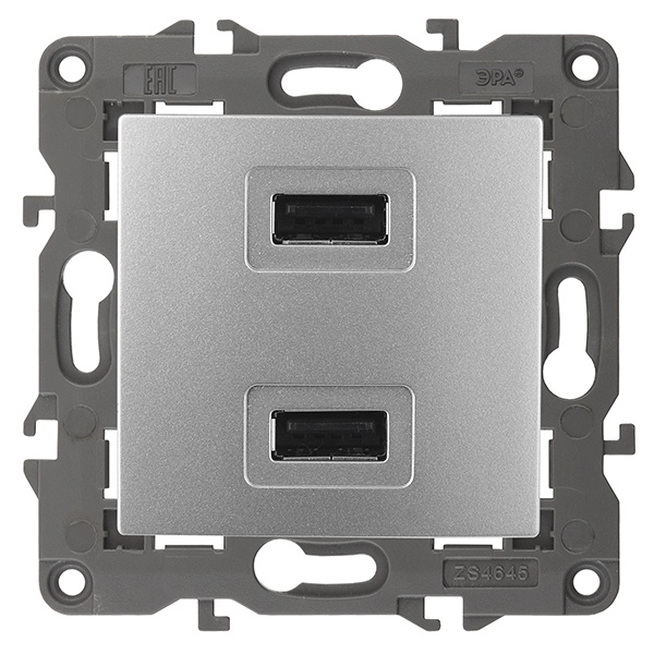 Устройство зарядное USB ЭРА 230В/5В-2100мА IP20 Elegance алюминий 14-4110-03