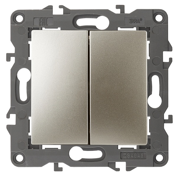 Выключатель двойной ЭРА 10АХ-250В IP20 Elegance шампань 14-1104-04