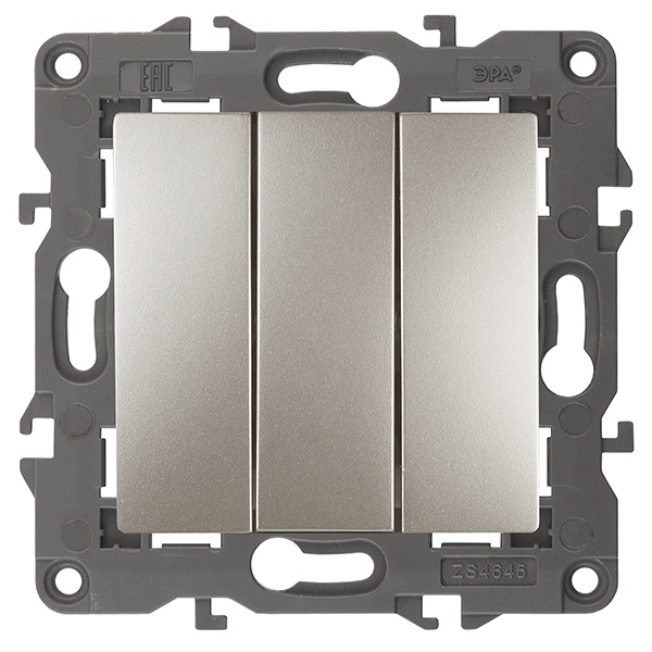 Выключатель тройной ЭРА 10АХ-250В IP20 Elegance шампань 14-1107-04