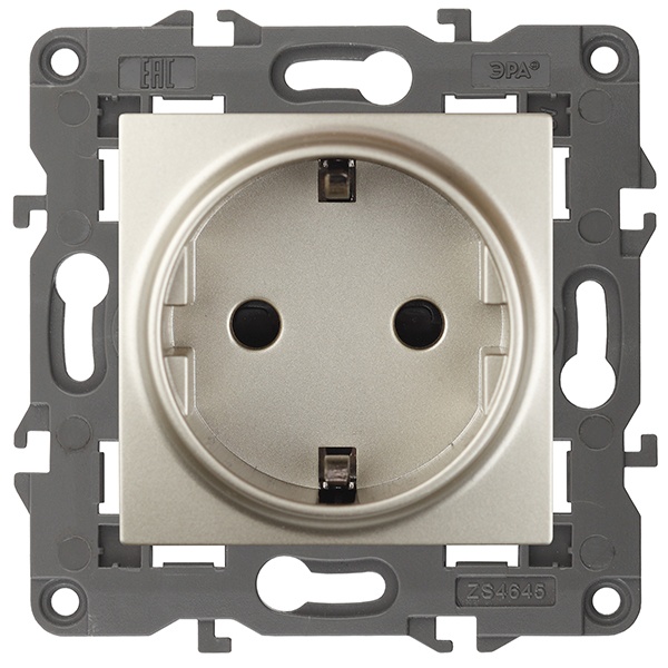 Розетка ЭРА 2P+E Schuko 16A-250В IP20 Elegance шампань 14-2101-04