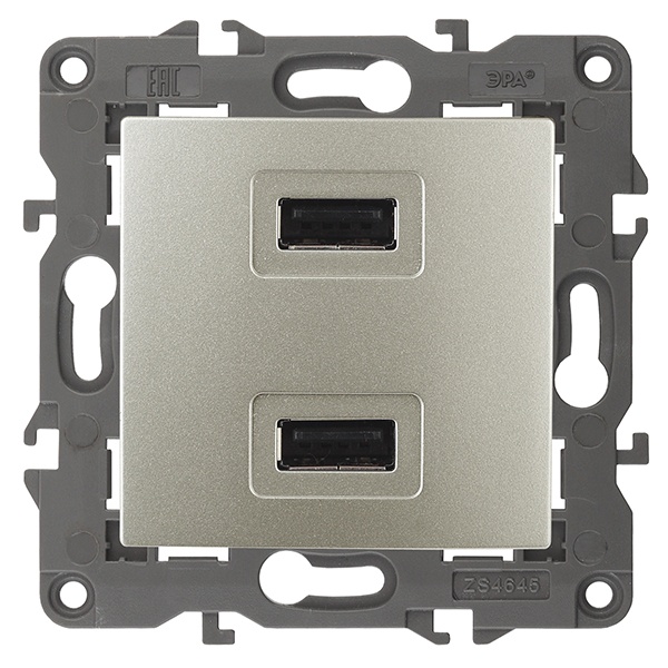 Устройство зарядное USB ЭРА 230В/5В-2100мА IP20 Elegance шампань 14-4110-04