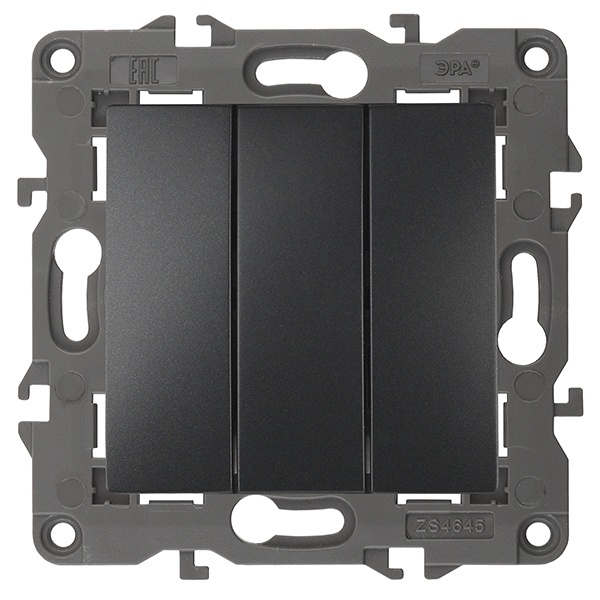 Выключатель тройной ЭРА 10АХ-250В IP20 Elegance антрацит 14-1107-05